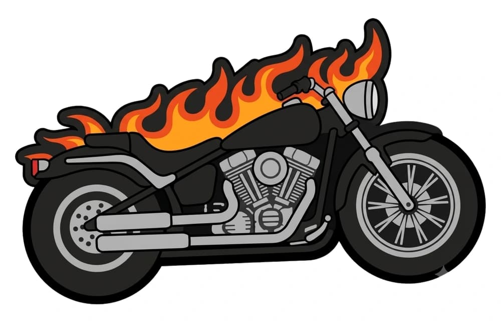 Visuel à plat d'un écusson moto flammes avant broderie